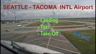 Airbus A330 flying - Seattle 🇺🇸 IN & OUT, crossing BOEING Field - fantastic Cockpit view + live ATC