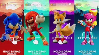 Sonic vs Knuckles vs Tails vs Amy Rose || Tiles Hop Edm Rush