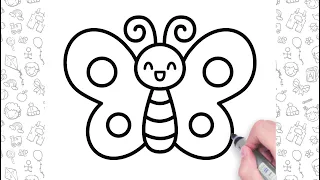 Butterfly Drawing Easy Step by Step | Easy Drawings For Kids