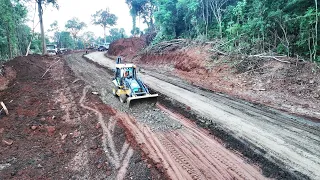Incredible Backhoe Loader Building Temporary Mountain Road Foundation Mini Bulldozer and Truck