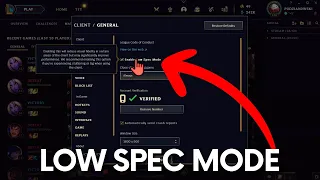 How to Enable / Disable Low Spec Mode in League of Legends - LOL Client Tutorial