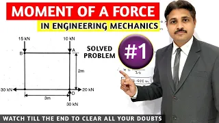 MOMENT OF A FORCE ABOUT A POINT IN ENGINEERING MECHANICS SOLVED PROBLEM 1