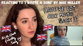 UK EUROVISION 2023 - REACTING TO MAE MULLER ‘I WROTE A SONG’ (FIRST LISTEN)