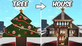 TURNING a CHRISTMAS TREE into a HOUSE IN BLOXBURG