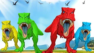 JURASSIC WORLD EVOLUTION Tyrannosaurus Rex vs Mosasaurus vs Megalodon Shark Dinosaurs Fighting