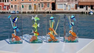 Small rectangular Aquarium Sculpture - Original Murano Glass handmade in Venice Italy