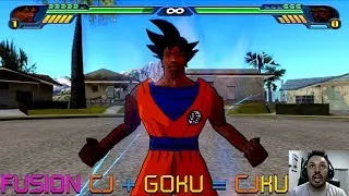 React MOD Goku and Carl Johnson FUSION (Transmissão em 2K) CjKu vs Big Smoke | DBZ Tenkaichi 3