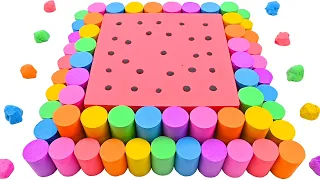 Satisfying Video l How to Make Rainbow 2 Tier Square Birthday Cake with Kinetic Sand Cutting ASMR