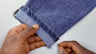 👖 How to shortening a jeans with needle/shortening jeans without sewing machine.(8)