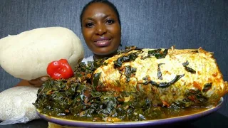 Cook and Eat With Me spinach soup with cassava fufu