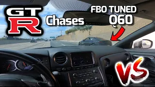 GTR Chases a FBO Q60!! | AFE CARSHOW