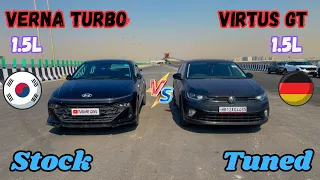 Verna Turbo 1.5L 🇰🇷 Vs Virtus GT 1.5L 🇩🇪 [Drag Race] {Stock Vs Tuned} Most Shocking Results 😱🔥