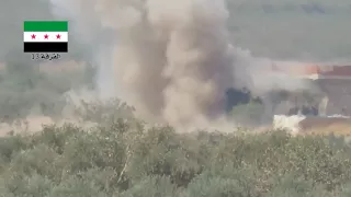 An HD view of a moving assad regime T-72 being knocked out by a TOW ATGM