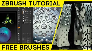 ZBrush HARD SURFACE BRUSHES for CONCEPT DESIGN TUTORIAL. FREE Download links in the description.