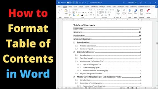 Format Table of Contents in Word | Change Font/Style of Ms Word's Table of Contents [2022]