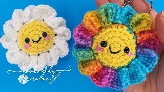 Crochet Amigurumi Flower Keychain NO SEWING REQUIRED