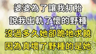 婆婆為了讓我打胎，說我出軌了懷的野種，沒過多久她卻跪地求饒，因為她才是壞了真野種的人【翠花的秘密】