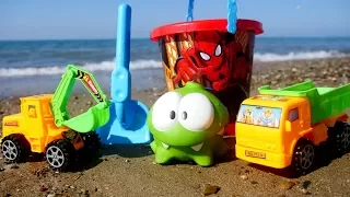 A Pool for Om Nom & toys. Pretend to play with toy Cars on a beach