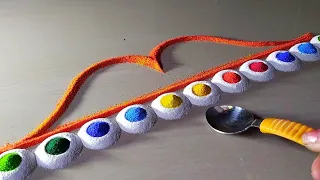 श्री राम नवमी🚩🙏🚩special rangoli design using spoon/Ram navmi rangoli/easy ram navmi colour sand art