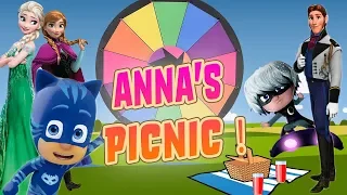Frozen & PJ Masks Spin The Wheel Game w/ Anna, Elsa & Catboy!