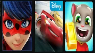 ► Cars Lightning League vs Miraculous Ladybug & Cat Noir vs Talking tom gold run