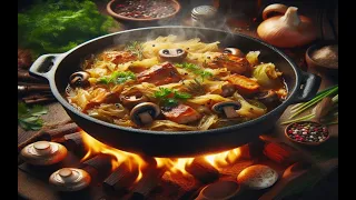 MEAT + MUSHROOMS+? = Choked on saliva..) Idea in KAZAN-Stewed Cabbage