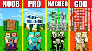 Minecraft Battle: SECURE HOUSE BUILD CHALLENGE - NOOB vs PRO vs HACKER vs GOD Animation SAFEST BASE