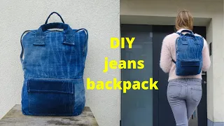 DIY backpack from old jeans/ recycle old jeans into bags #upcyclejeansideas