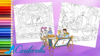 Coloring Cinderella Prince Charming Fairy God Mother in Carriage - Disney Coloring Pages