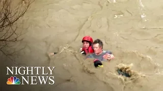 Powerful Storm Slams California Bringing Flooding, Rescues And Evacuations | NBC Nightly News