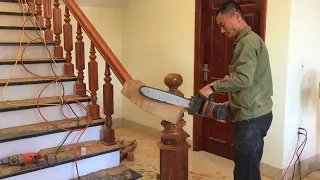 This How Building Wooden Stair Handles // Woodworking Projects & Install Stair Wooden In The House