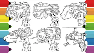 PAW PATROL + VEHICLES Coloring Pages for Kids | How to Color All Paw Patrol and All their Vehicles