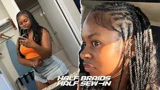 Half sew-in half braids
