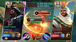 ARGUS VS NEW META KHALEED 🔥 COMBO DAMAGE VS NEW ARGUS DAMAGE BUILD - MOBILE LEGENDS