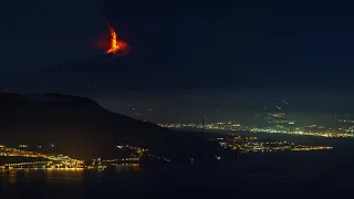 Time Lapse of Eruption of Etna Volcano at Sicily on February 10 2022