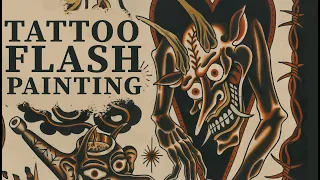 Painting tattoo flash - Devils by Emils Salmins