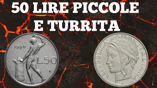 MONETE REPUBBLICA ITALIANA EPISODIO 7 MONETE RARE DA 50 LIRE PICCOLE E TURRITA - NUMISMATICA