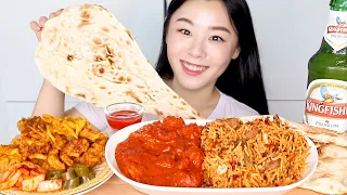 ASMR INDIAN FOOD Mukbang 인도커리 먹방 & 맥주 술방 볶음밥 야채튀김 CURRY BIRYANI KINGFISHER BEER भारतीय व्यंजन करी