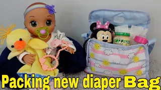 Packing baby doll Diaper bag for my baby alive real as can be baby doll
