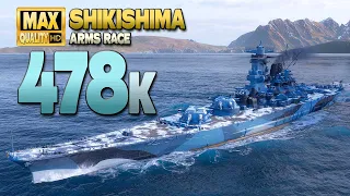 Battleship Shikishima: Giantic result on map Warrior's Path - World of Warships