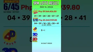 Lotto Result MAY 8, 2024 9:00PM Wednesday [Php39.1 million] #PCSO #lottoresult