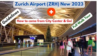 Zurich Switzerland Airport Guidelines and Walk Tour 2023 4K