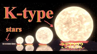 K type Stars (Orange dwarf and Giants) size comparison k- प्रकार के तारे के आकार की तुलना