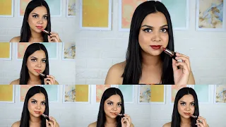 Charmacy Milano soft satin matte lipsticks SWATCHES + REVIEW on Medium Tan skin | Lipsticks for work