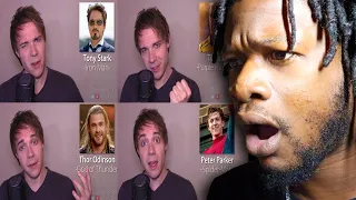 AVENGERS IMPRESSIONS! (Thor, Iron Man, Thanos, Black Panther, Spider-Man) REACTION