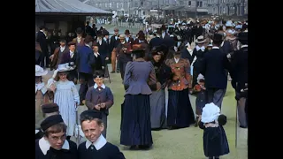 [4k, 50fps, colorized] (1901)  Panoramic View of the Morecambe Sea Front.