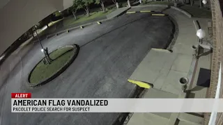 Person vandalizes American flag at Upstate police department