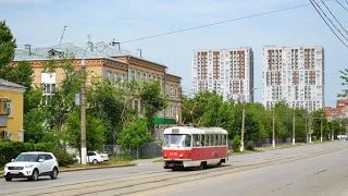 Летний Волгоград. Трамвайный маршрут 6. "Ул. КИМ" - "Школа 36". Summer Volgograd. Tram route 6.