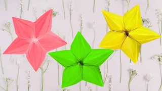 Origami Paper flower / Paper flower without glue / Origami craft ideas / Diy origami flower
