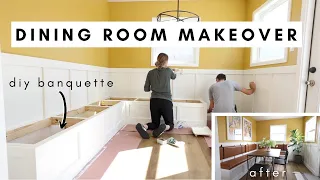 EXTREME DINING ROOM MAKEOVER // DIY Built In Banquette With Storage // budget friendly dining room